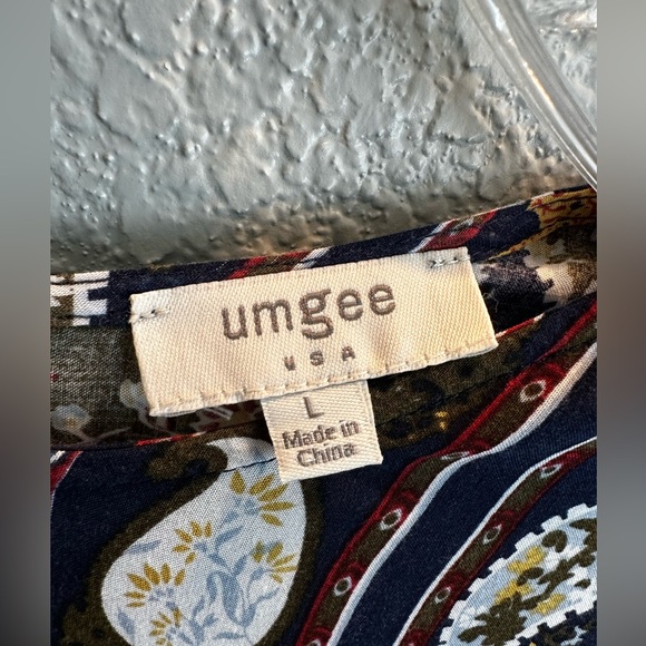 Umgee| Bohemian Style Tunic Top| Size L| Navy Multi Color - Picture 4 of 5